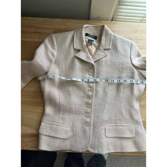 LAUREN Ralph Lauren Blazer Soft Blush Linen Blend Button Tailored Jacket 8P - Picture 6 of 8